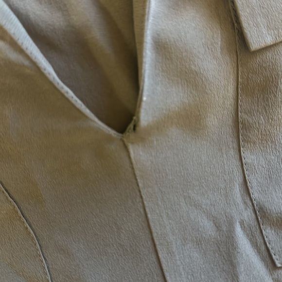 Joie Marlo Silk Split V-neck Pocket Blouse Long Sleeve Gray SZ S - Picture 7 of 7